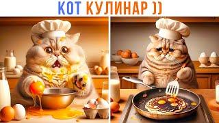 КОТ КУЛИНАР ))) | Приколы с котами | Мемозг 1372