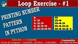 Printing Number in Right Triangle Shape | Python Print Pattern | Learn Python Programming | Python