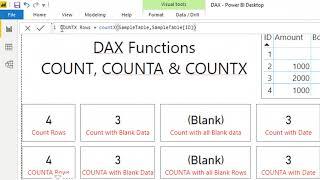 Tutorial- 23   COUNT, COUNTA & COUNTX DAX functions Power Bi