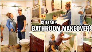 COMPLETE BATHROOM MAKEOVER!! BEFORE & AFTER DIY COTTAGE BATHROOM TRANSFORMATION | HOUSE TO HOME