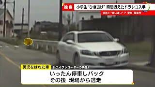 激しくはね飛ばされる姿がドラレコに…小学生がひき逃げされ重傷 映像に一旦停車もバックして逃走する白い車