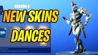 ALL *NEW* SKINS & DANCE/EMOTES SEASON 9! SHOWCASING *NEW* SEASON 9 BATTLE PASS IN FORTNITE