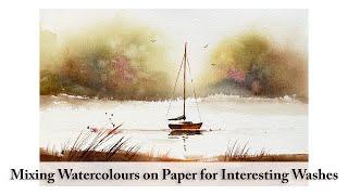 Watercolour Techniques: Mixing Colours on Paper | Atmospheric and Misty Sunrise Landscape Painting