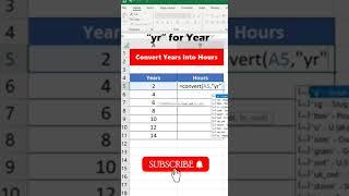 Year to Hour Convert in Excel#shorts #exceltricks