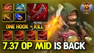 7.37 OP MID IS BACK!! ONE HOOK KILL Pudge With Aghs Scepter + Overwhelming Blink Build Dota 2