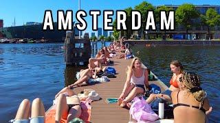 Amsterdam Swimming/Beach Season in the City Center 4K Walk June 2023