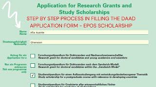STEP BY STEP GUIDE TO FILL THE DAAD APPLICATION FORM - EPOS SCHOLARSHIP 2023