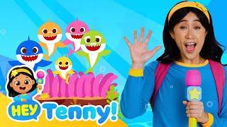  Tenny meets the Shark Family | Five Little Sharks Jumping on the Bed | Nursery Rhymes | Hey Tenny!