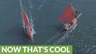 Drone footage captures spectacle of Irish boating event in Galway