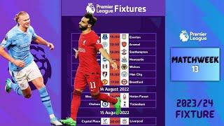 Premier League Fixtures 2023/2024 - Matchweek 13: EPL Fixtures, EPL Today Fixtures