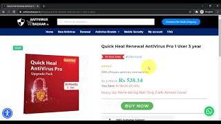 How to buy Quick Heal Renewal AntiVirus Pro 1 User 3 year within 60 seconds from Antivirus Bazaar