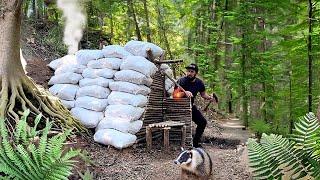 Building of an underground shelter from bags