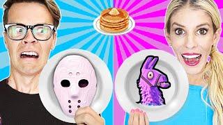 Game Master Pancake Art Challenge Battle Royale to Stop GMI (Roblox and Fortnite) Matt and Rebecca