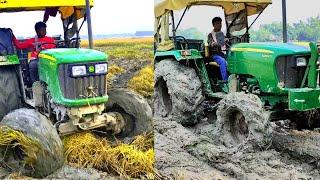 john deere 5050 4wd in mud with trolley || Tractor Video