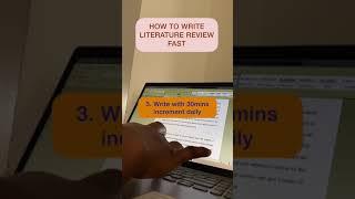 How to write LITERATURE REVIEW FAST