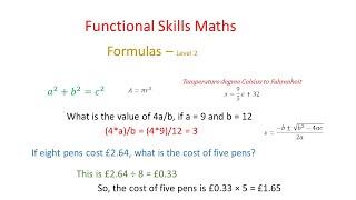 Functional Skills Mathematics   Level 2 Formulas Tutorials