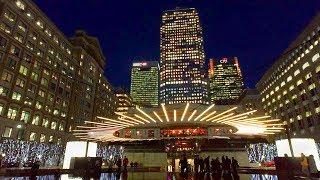 LONDON WALK | Canary Wharf at Night incl. Winter Lights Festival 2018 | England