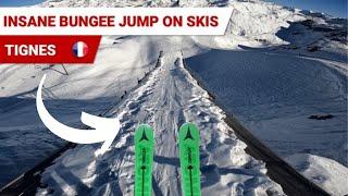 Crazy bungee Jump on SKIS!!