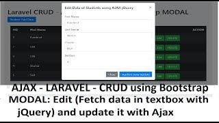AJAX CRUD - Laravel: Edit and Update Data without Page Reload using AJAX jQuery with Bootstrap Modal