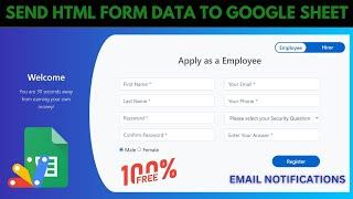 How To Send HTML Form Data To Google Sheets & Email Notifications Free Source Code | B25