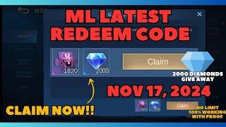 Mobile Legends Redeem Code November 17 2024 2000 Diamonds Give Away