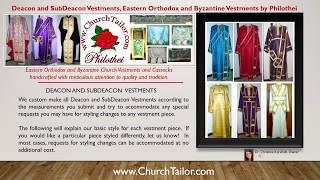 Deacon and SubDeacon Vestments, Eastern Orthodox Byzantine by Philothei