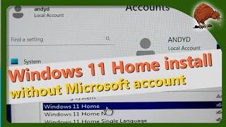 Install Windows 11 Home with local user account