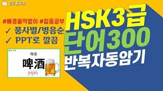 HSK3급300 중국어단어품사별,병음순 정리(배경음악없음) 집중모드 반복쉐도잉 Learn Chinese