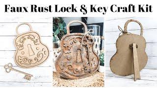 Antique Lock and Key DIY Craft Kit Tutorial - Faux Rust layered Paint Finish