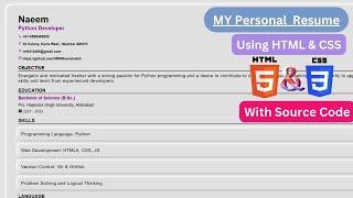 My Personal Resume Website using HTML & CSS