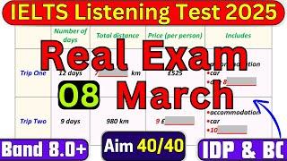 IMPORTANT 08 MARCH 2025 IELTS LISTENING TEST WITH ANSWERS | IELTS 2025 | IDP & BC