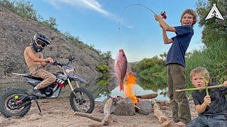Riding Dirt Bikes to Secret Desert Fishing Hole + "Catch and Cook" Fish Fry Prank
