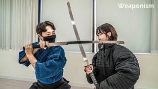 KENJUTSU fight with steel Katana!