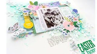 HAPPY BLOOMS Mixed Media Layout with Nathalie