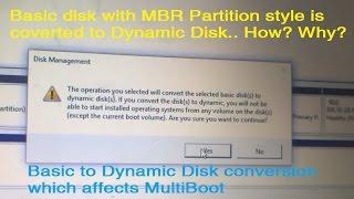 The operation you selected will convert the selected basic disk to dynamic disk (MBR Partition)