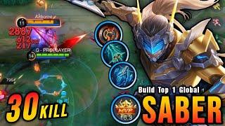 30 Kills!! Best One Shot Build Saber 2024 (100% BROKEN) - Build Top 1 Global Saber ~ MLBB