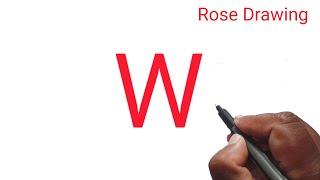 Rose Drawing With W Letter | Rose Flower Drawing