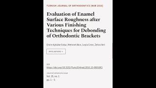 Evaluation of Enamel Surface Roughness after Various Finishing Techniques for Debondi... | RTCL.TV