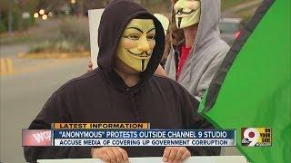 'Anonymous' group protests outside Channel 9 studios