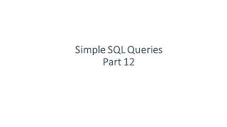 Simple SQL Queries: Part 12 - Update