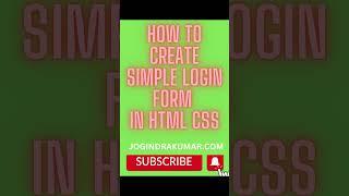 How to Create simple Login Form using html and css only #html #css #simple #login #form #shorts