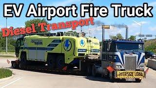 Hauling An Oversized Electric Fire Truck.    With An Antique Diesel