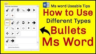 Ms word Tutorial |- How to Create Custom Bullets in Ms word || Bullets New Features in Ms word