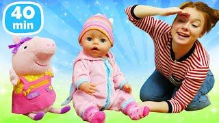 Puppen Spiele mit Peppa. Irene und Baby Born. Kompilation