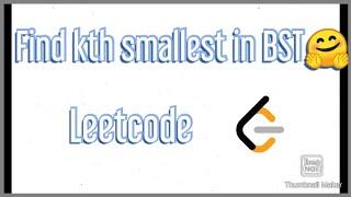 Find kth smallest element in BST Leetcode