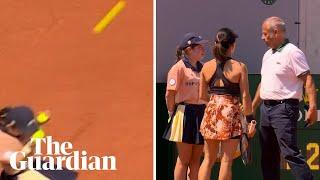 French Open: doubles pair disqualified after stray shot leaves ball girl in tears