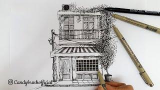 Pen & Ink Urban Sketching Series | An Old Shop | Draw with me