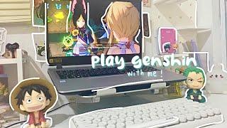  genshin with me ! genshin game play asmr — laptop set up