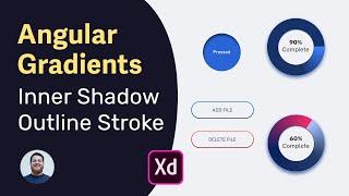 Angular Gradient circular Graph with Inner Shadow & Outline stroke buttons in Adobe XD