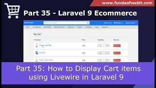 Laravel 9 Ecom - Part 35: Display Cart items using Livewire in Laravel 9